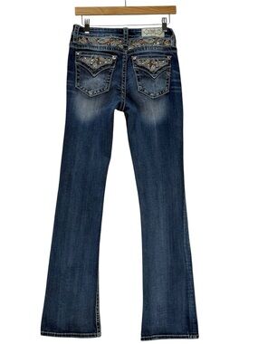 Miss Me Chloe Boot Jeans Women’s Size 28 Medium Wash Embellished Flap Pocket